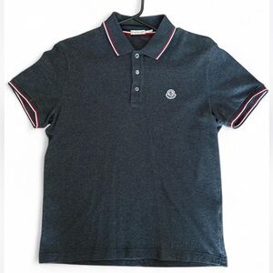 Moncler Dark Blue Polo Shirt with Red Accents